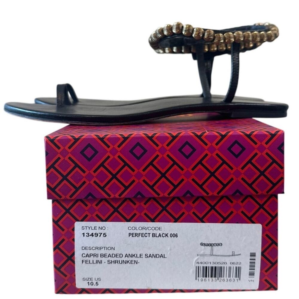 Tory Burch Capri Beaded Ankle Wrap Sandals Size 10.5 - Picture 4 of 12